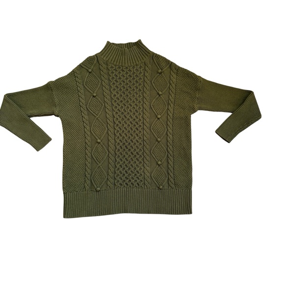 J.Crew Women's Olive Green Cable Knit Cotton Sweater Size XS oversized - Picture 1 of 9